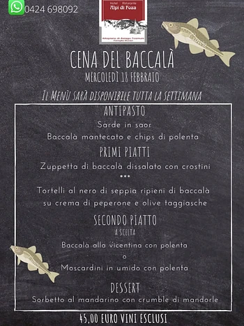 cena di baccala alpi di foza 18 febbraio 2026