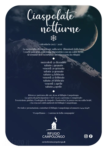 ciasolata a campolongo con cena in rifugio stagion