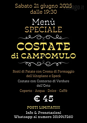 cena le costate di campomulo 21 giugno 2025