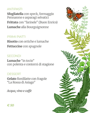 Menu profumi di primavera al Rifugio Malga Ronchetto