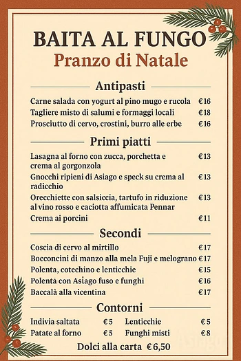 pranzo di natale 2025 alla baita al fungo sull alt