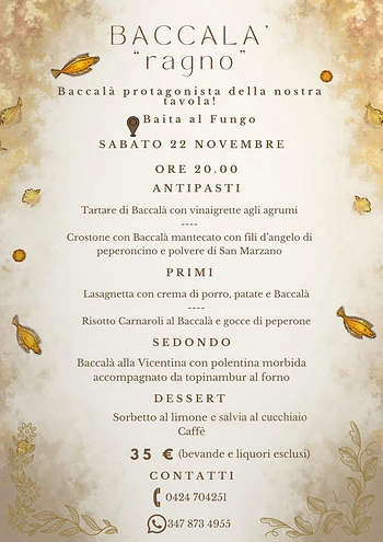 cena di baccala alla baita al fungo 22 novembre 20