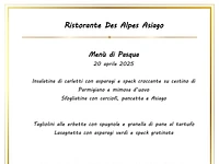 Easter Lunch 2025 at the Des Alpes Restaurant in Asiago - Sunday 20 April 2025