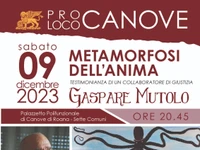 "Metamorfosi dell'Anima": incontro con Gaspare Mutolo a Canove per il Bintar Zait - sabato 9 dicembre 2023