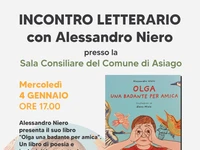 Incontro letterario con Alessandro Niero e presentazione libro ad Asiago - 4 gennaio 2023