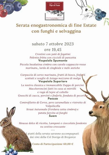 cena di funghi e selvaggina al ristorante alpi di 