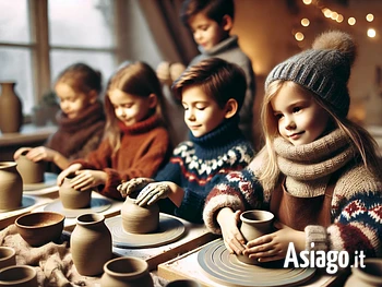 Laboratorio con l'argilla per bambini argilla sull'Altopiano di Asiago inverno 2024 2025