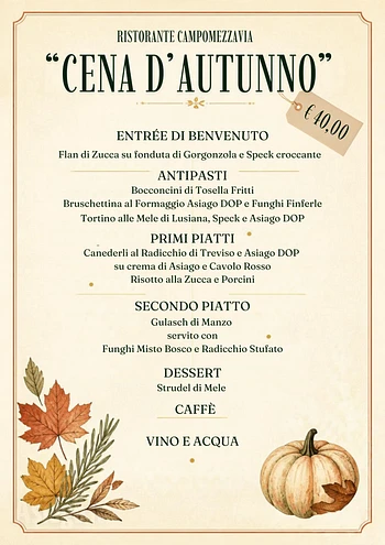 cena d autunno al ristorante campomezzavia di asia