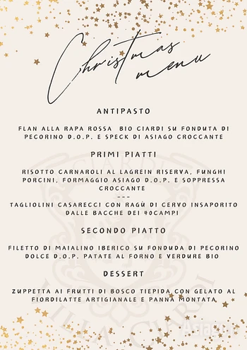 Menu di Natale 2024 Hotel Ristorante Villa Ciardi Altopiano di Asiago