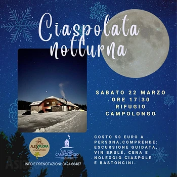ciaspolata sotto la luna a campolongo