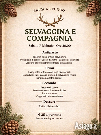 cena a base di selvaggina alla baita al fungo sull