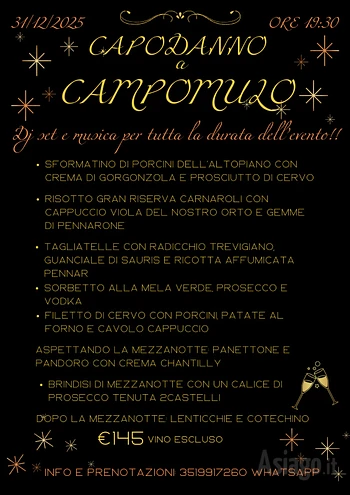 cenone di san silvestro 2025 capodanno 2026 al rif