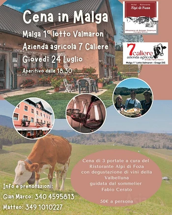 Cena a Malga 1 Lotto Valmaron con degustazione vini