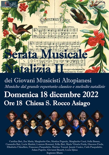 Serata musicale Natalizia Vol. 2 dei Giovani Musicisti Altopianesi ad Asiago - 18 dicembre 2022