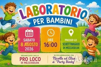 Laboratorio per bambini a Mezzaselva 8 agosto 2026