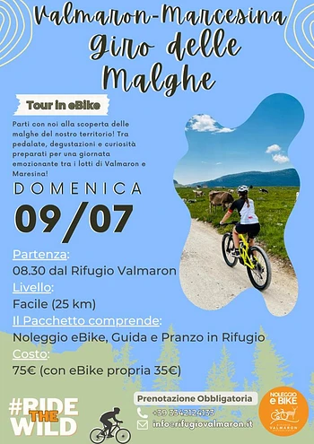 Escursione giro malghe in ebike Valmaron Marcesina