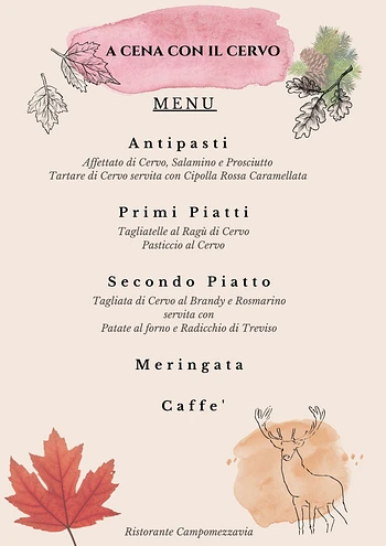 A cena con il cervo presso il Ristorante Campomezzavia ad Asiago