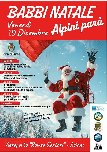 il lancio dei babbi natale all aeroporto di asiago