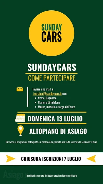 Iscrizioni all'evento Sundaycars ad Asiago