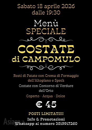 cena in rifugio con le costate di campomulo 18 apr