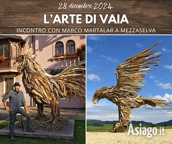 "L’arte di Vaia” incontro con lo scultore Marco Martalar a Mezzaselva 28 dicembre 2024