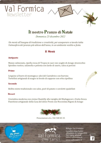 Pranzo di Natale 2022 al Rifugio Val Formica