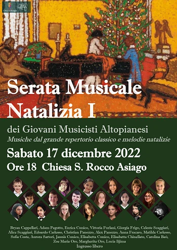 Serata musicale Natalizia Vol. 1 dei Giovani Musicisti Altopianesi ad Asiago - 17 dicembre 2022