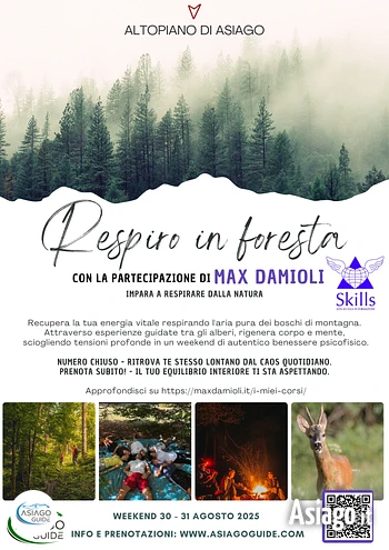 Respiro in foresta locandina max damioli asiago guide qr code