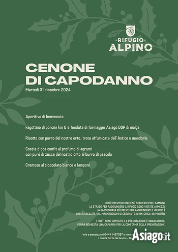 Cenone di San Silvestro 2024 Capodanno 2025 al Rifugio Bar Alpino
