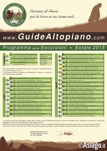 Escursioni Guidate Estive nei Luoghi dellaGrande Guerra con Guide Altopiano 2015