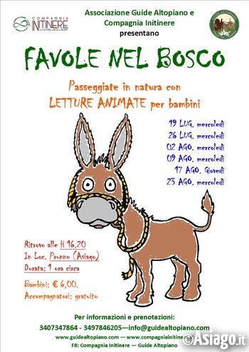 FAVOLE nel BOSCO: Letture Animate con GUIDE ALTOPIANO dal 17 luglio 2017