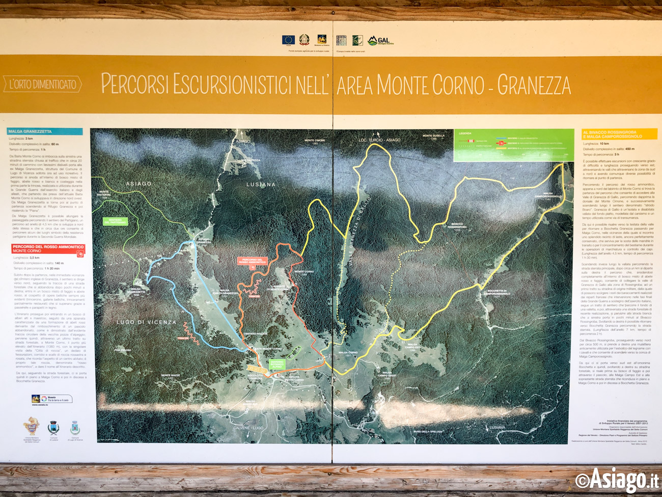 Itinerario per escursione dal Monte Corno a Malga Camporossignolo