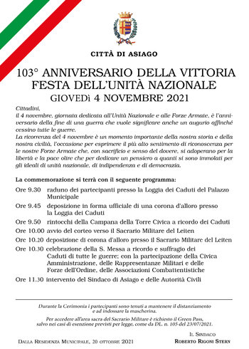 Cerimonia 4 novembre 2021 Asiago