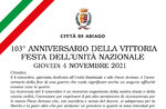 103° Anniversario della Vittoria - Festa dell'Unità Nazionale - 4 novembre 2021