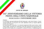 102° Anniversario della Vittoria - Festa dell'Unità Nazionale - 4 novembre 2020