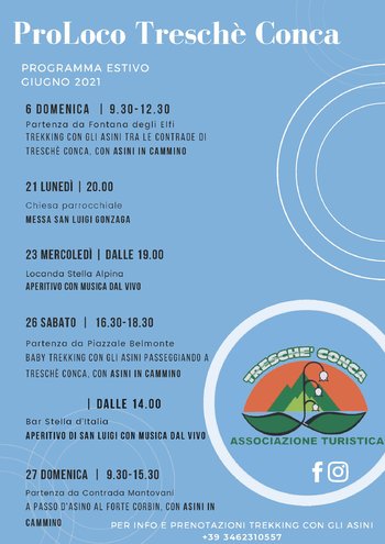 Programma eventi giugno 2021 Treschè Conca