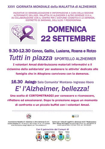 Giornata Alzheimer 2019 Altopiano di Asiago