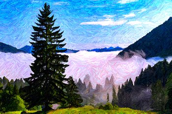 Dipinto di paesaggio montano