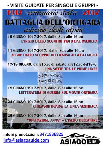 Centenary of the Battle of Ortigara-guided theme with Asiago Guide