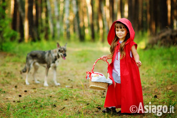 Fiaba e lupo nel bosco