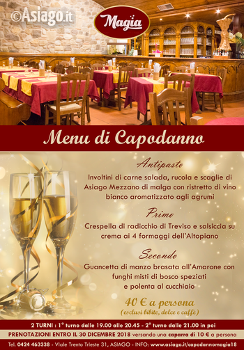 Menu capodanno 2019 Magia Asiago Menu capodanno 2019 Magia Asiago