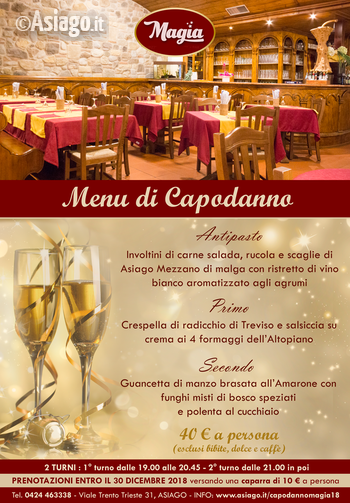 Menu capodanno 2019 Magia Asiago