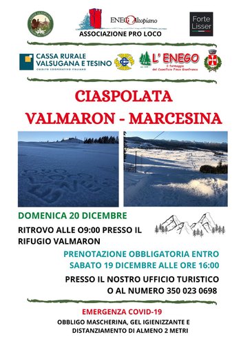 Ciaspolata Valmaron Marcesina del 20 dicembre 2020