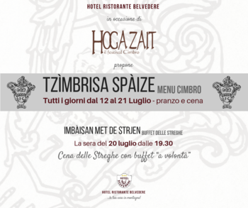 Menu cimbro Belvedere Hoga Zait 2019