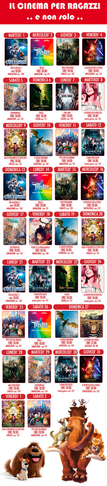 Cinema per ragazzi a Cesuna - estate 2017