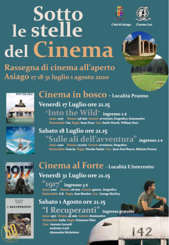 SOTTO LE STELLE DEL CINEMA - Rassegna di cinema all'aperto ad Asiago - Estate 2020