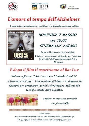 Incontro "l'Amore ai tempi dell'Alzheimer" ad Asiago