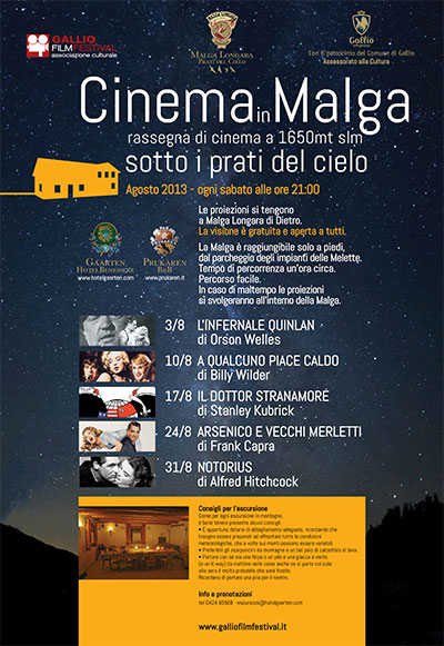 Locandina Rassegna Cinema in Malga Longara di Dietro