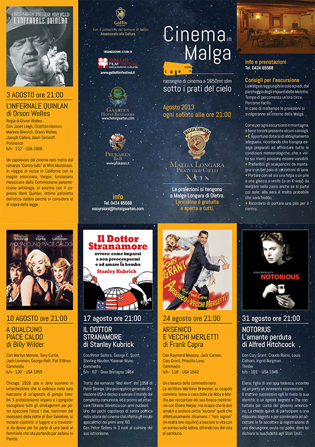 Pieghevole Rassegna Cinema in Malga Longara di Dietro Pieghevole Rassegna Cinema in Malga Longara di Dietro