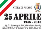 Cerimonia per la Festa della Liberazione, Asiago, 25 aprile 2016